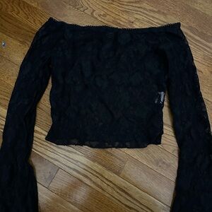 SHEIN Black Lace Long Sleeve Top
